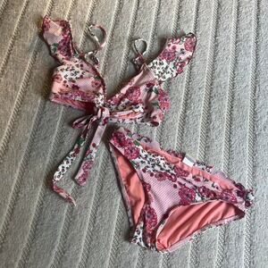Urban Sea Pink floral bikini set size S Summer Beach Party Pool Travel Vacation